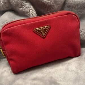Prada Scarlet Canvas Clutch